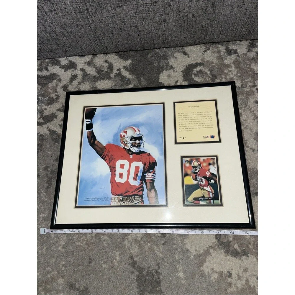 Vintage 1994 Jerry Rice 49ers Framed Litho Art Simply the Best #7847